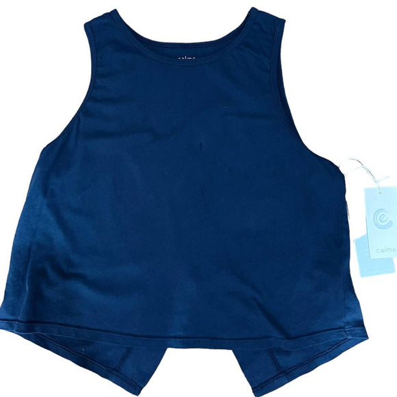 Johnny Was Calme NWT Cross Back Tank Deep Navy Outer Space Cropped Tank Top L - Picture 3 of 7